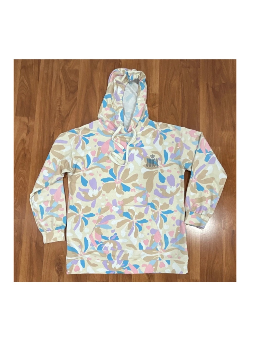 Juicy Couture Kids Pastel Floral Camo Hoodie - Cream, Pink, Blue, Tan